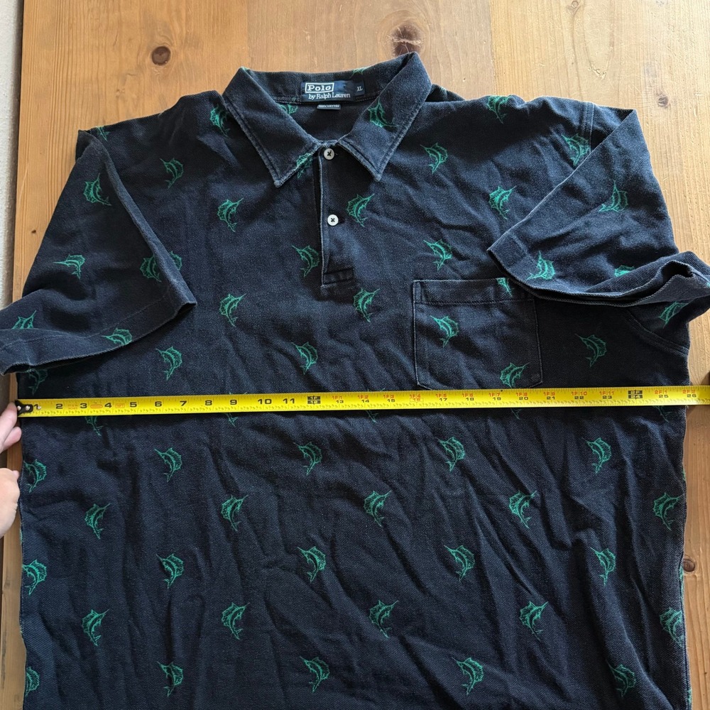 Polo Ralph Lauren Mens XL Navy Blue Marlin Fish Embroidered Polo Shirt Pocket - Picture 6 of 6